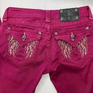 Miss Me JP561653 Embellished Skinny Jeans Raspberry Red Size 27